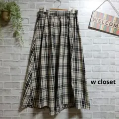 W closet フレアスカート チェック ウエストゴム 大人可愛い ゆったり
