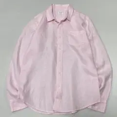 00s~ リネン100% L/S シャツ ペールカラー ピンク パステル