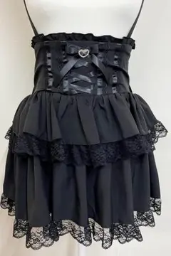 ハイウエストスピンドルボリュームスカパン (ブラック)