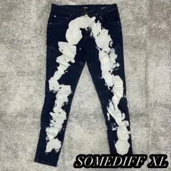 【SOMEDIFF】切替ストレッチスキニーデニム　ブリーチバイカー　タグ付　美品