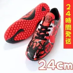 レッド 38(24cm) トレーニングシューズ キッズ　サッカー　運動靴 a3