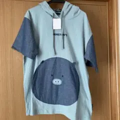 drugstore's フード付きTシャツ 豚デザイン