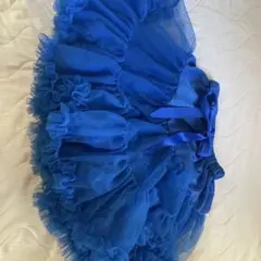 青のフリルスカート リボン付き