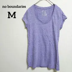 no boundaries 【M】 ヘザー調VネックTシャツ パープル系 まだら