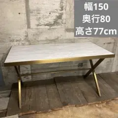 引き取り限定 アンティークゴールドフレーム 大理石風 テーブル ディスプレイ
