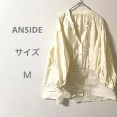 ANSIDE アンサイド クリーム色ボタン付き長袖シャツ