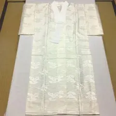 正絹 長襦袢 白 紗綾形に花 白半衿付き