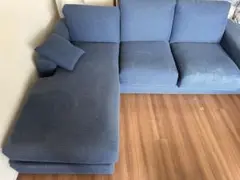 カウチソファ　ニトリ　ブルー　ヘッドレスト付き
