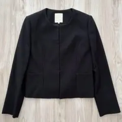 【美品】B:MING ノーカラージャケット 0 黒 ビームス セレモニー 春秋
