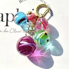 レジンキーホルダー　水風船　ピンク・ブルー・グリーン　ハンドメイド