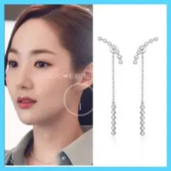 キム秘書はいったいなぜ シルバー 2way ビジュー ピアス パクミニョン 韓国