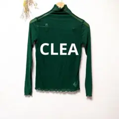 CLEA クレア ハイネック シアー トップス 透け感 無地 シンプル