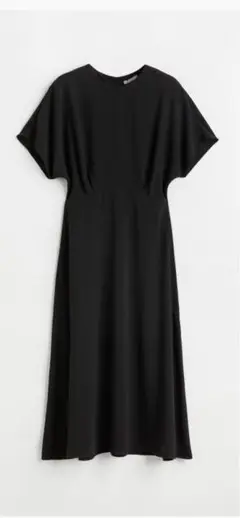 新品　H&M 半袖ミモレワンピース　ブラック　M