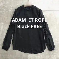 ✴︎✴︎アダムエロペ　ブラック金ボタン　シフォントップス　キュプラ　FREE✴︎✴︎