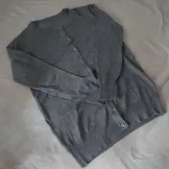 KURICA グレー ロングコットン混カーディガン
