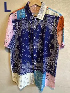 バンダナ柄 半袖シャツ Lサイズ