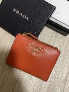 「箱付き」PRADA おり財布 オレンジ サフィアーノレザー