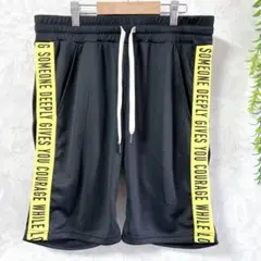 【ウォークアンドウィンド】ハーフパンツ メンズ L 黒 イエローライン スポーツ