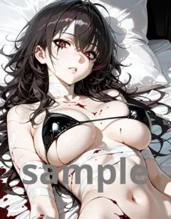 AI美女 アニメ イラスト A4ポスター ハロウィンゾンビコスプレ彼女@393