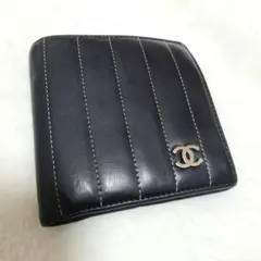 CHANEL シャネル レザー 折り財布 ブラック ココマーク