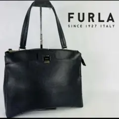 【高級】FURLA ワンハンドバッグ ブラック レザー 人気 おしゃれ
