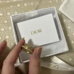 DIOR ディオール リング セット ゴールド×クリスタル ロゴ入り 2連 S