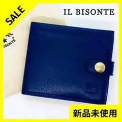 【新品未使用】イルビゾンテ 2つ折り財布 メンズ レディース ネイビー 紺 本革