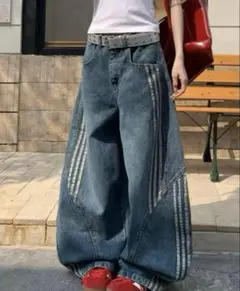 サイドライン バギーデニム Y2K