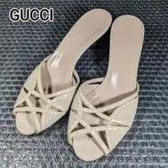 GUCCIグッチ サンダル パンプス ベージュ×ピンク 星デザイン マルチカラー