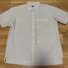 OLD UNIQLO 半袖シャツ XL ストライプ 短丈　90s 紺タグ
