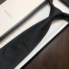 GUCCI グッチ ネクタイ ブラック・グレー GG柄