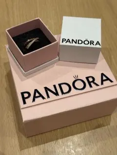 PANDORA 2トーンリング ストーン付き