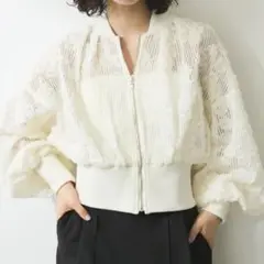 未使用級 アダムエロペ 25SS チュールブルゾン 刺繍 シアー ショート丈