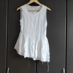 ニューヨークインダストリー ノースリーブ チュニック ダメージ加工 白 S