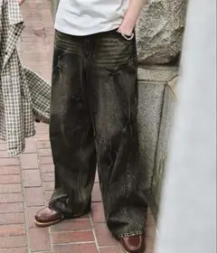 【SWAGVIBE】PinchedDye3DBaggyFitDenimPants