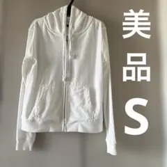 KOE パーカー　白　ホワイト　シンプル　フード付き　ジップアップパーカー　S