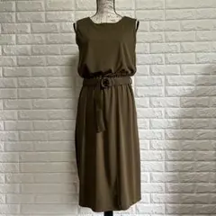 TALBOTS タルボット【M】ロングワンピース ブラウン ノースリーブ 総ゴム