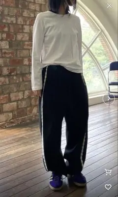 LYEON サイドレーススウェットパンツ 黒