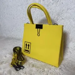 超希少　オフホワイト　2way　ショルダーバッグ　ハンドバッグ　イエロー