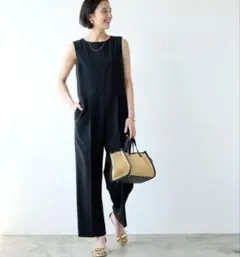 美品★グリーンレーベルリラクシング バックスナップ オールインワン 黒