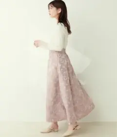 ナチュラルクチュール　osonoフラワージャガードスカート