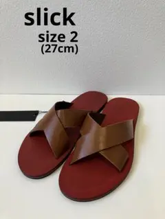 SLICK スリック　リアルレザーサンダル　牛革　キャメル　27センチ　新品