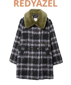 REDYAZEL ティペット付オリジナルルシャギーチェックコート