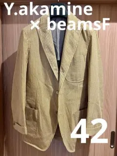【BEAMSF×Y.Akamine】テーラードジャケット M バーズアイ 毛 BEAMSF×Y.Akamine】テーラードジャケット M バーズアイ 毛