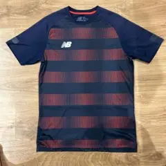 New Balance ストライプシャツ Mサイズ ネイビー/レッド