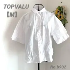 トップバリュ　TOPVALU 半袖シャツ　M レディース白　清潔感　ショート丈