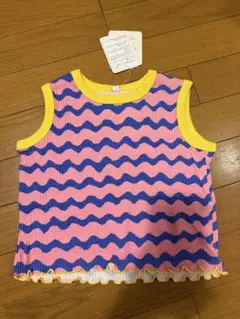 しまむら アイリ コラボ juo 波模様 ノースリーブタンクトップ 90サイズ
