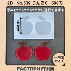 No.539 りんごC　リンゴ　シリコンモールド　型　レジン　林檎