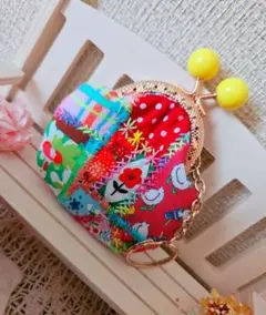 【オークション】クレイジーキルト★アヒルお花ミニがま口チャーム