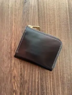 コードバン　ブラック　コンパクトウォレット　財布　新喜皮革　国産コードバン